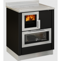 Sobă pe lemne cu cuptor DE MANINCOR F70, dimensiuni 70x60x86 cm, culoare negru cu usi din inox
