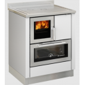 Sobă pe lemne cu cuptor DE MANINCOR F70, dimensiuni 70x60x86 cm, culoare alb cu usi din inox