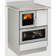 Sobă pe lemne cu cuptor DE MANINCOR F60, dimensiuni 60x60x86 cm, culoare alb cu usi din inox