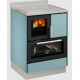 Sobă pe lemne cu cuptor DE MANINCOR F60, dimensiuni 60x60x86 cm, culoare albastru cu usi negre