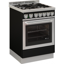 Aragaz cu 4 zone pe gaz cu cuptor multifuncțional DE MANINCOR G60, dimensiuni 60x60x86 cm, culoare negru