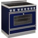 Aragaz cu 5 zone pe gaz sau electric cu cuptor multifuncțional DE MANINCOR G90 MAXI, dimensiuni 90x60x86 cm, culoare albastru