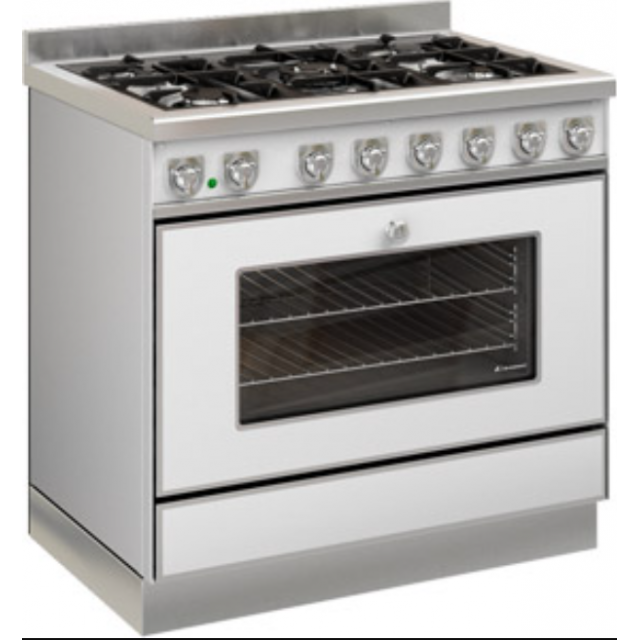 Aragaz cu 5 zone pe gaz sau electric cu cuptor multifuncțional DE MANINCOR G90 MAXI, dimensiuni 90x60x86 cm, culoare alb