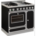 Aragaz cu 5 zone pe gaz sau electric cu cuptor multifuncțional DE MANINCOR G90, dimensiuni 90x60x86 cm, culoare negru