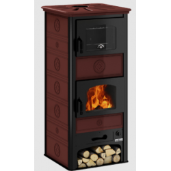 Soba pe lemne cu cuptor DE MANINCOR S60F, dimensiuni 68x66x145 cm, culoare bordeaux