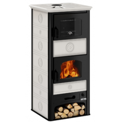 Soba pe lemne cu cuptor DE MANINCOR S60F, dimensiuni 68x66x145 cm, culoare alb