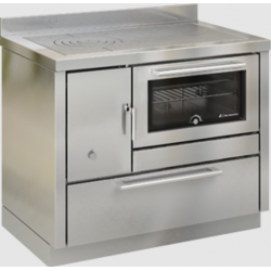 Sobă pe lemne cu cuptor DE MANINCOR LM110, dimensiuni 110x70x91 cm, culoare otel inoxidabil