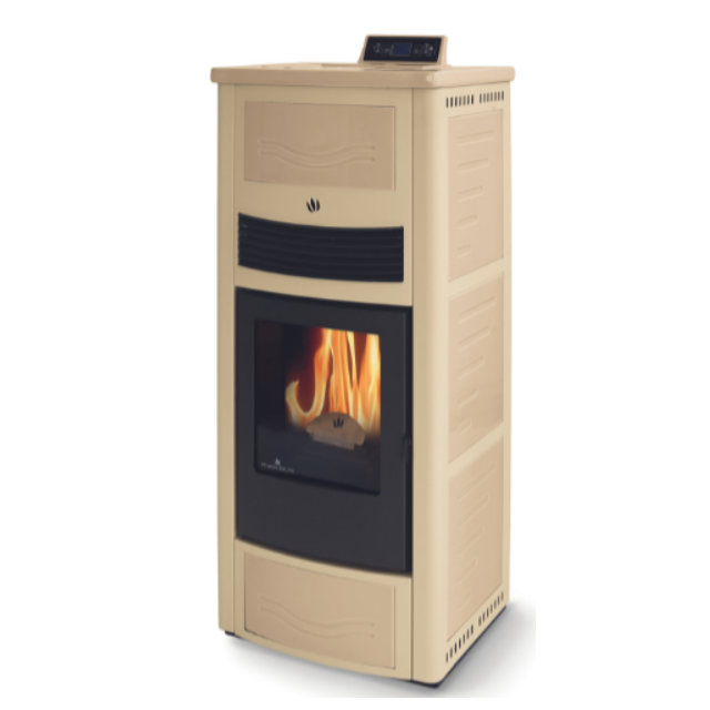 Soba pe peleti PHEBO Calipso , putere termică 12.7 kW, culoare metal fildes