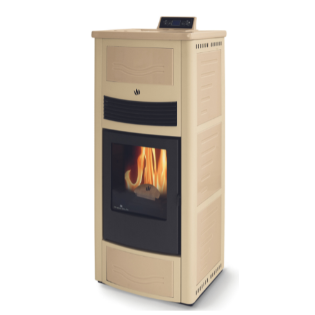 Soba pe peleti PHEBO Calipso , putere termică 12.7 kW, culoare ceramica fildes