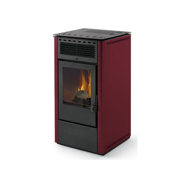 Soba pe peleti PHEBO Nike, putere termică 12.7 kW, culoare rosu