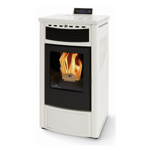 Soba pe peleti PHEBO Maia, putere termică 12.7 kW, culoare ceramica alb