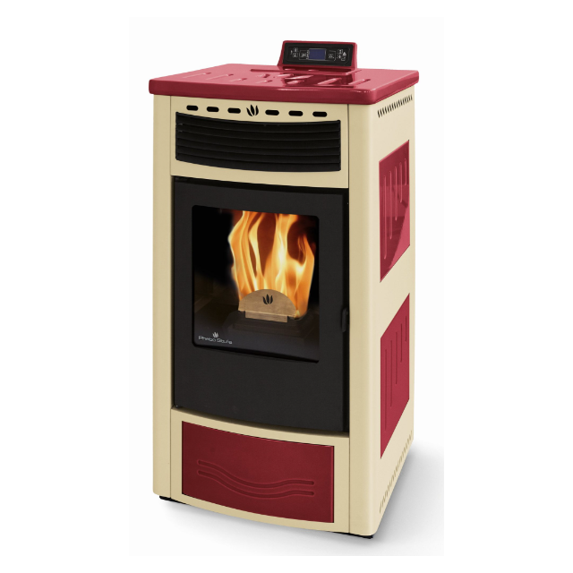 Soba pe peleti PHEBO Maia, putere termică 12.7 kW, culoare ceramica rosu