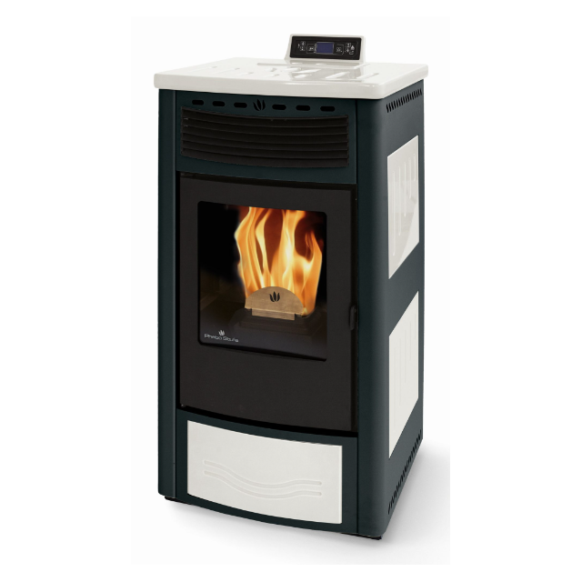 Soba pe peleti PHEBO Maia, putere termică 12.7 kW, culoare metal alb