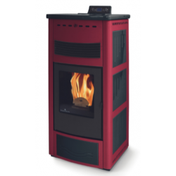 Soba pe peleti PHEBO Maia Maxi, putere termică 12.7 kW, culoare rosu-negru