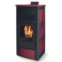 Soba pe peleti PHEBO Maia Maxi, putere termică 12.7 kW, culoare negru-rosu