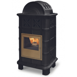 Soba pe peleti PHEBO Diana/P Cupola, putere termică 12.7 kW, culoare ceramica negru