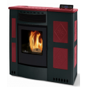 Soba pe peleti PHEBO Iris 12, putere termică 11.5 kW, culoare negru-rosu