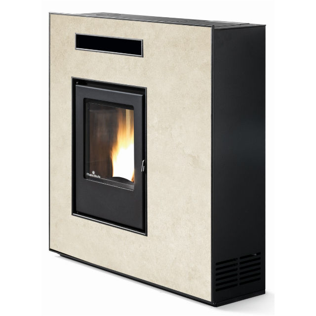 Soba pe peleti PHEBO Muza, putere termică 11.8 kW, culoare calcar alb