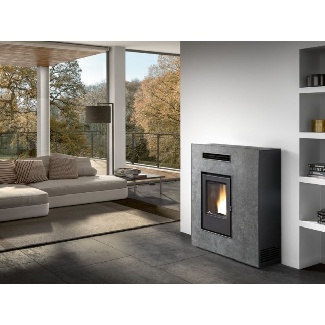 Soba pe peleti PHEBO Muza, putere termică 11.8 kW, culoare calcar gri inchis