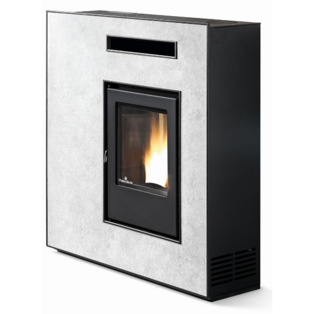 Soba pe peleti PHEBO Muza Reverse, putere termică 11.8 kW, culoare calcar gri deschis