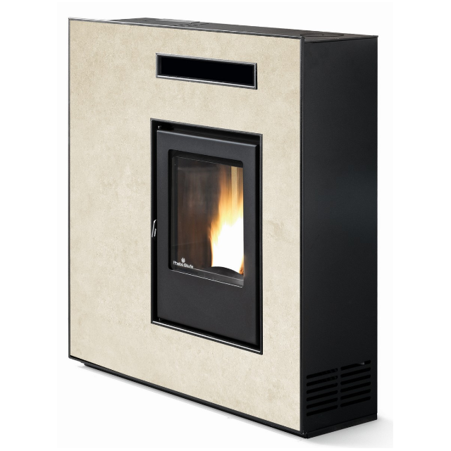 Soba pe peleti PHEBO Muza Reverse, putere termică 11.8 kW, culoare calcar alb