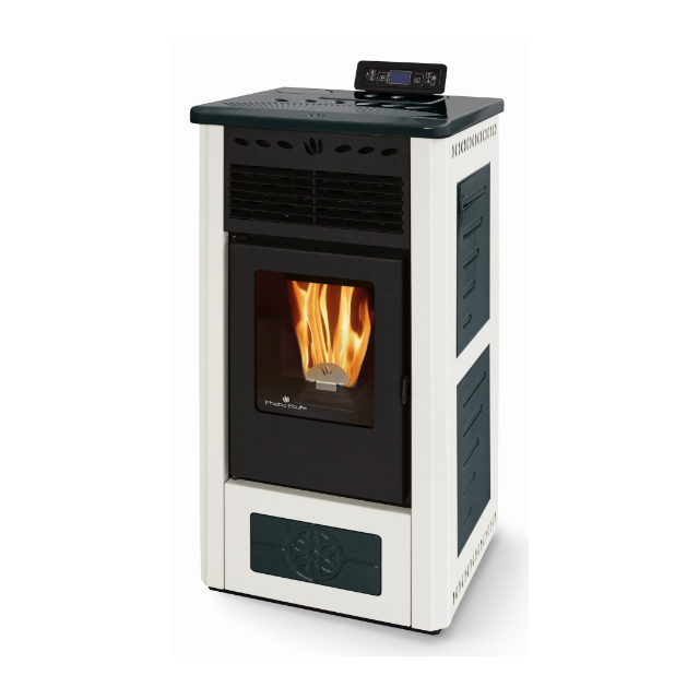 Soba pe peleti PHEBO Gea, putere termică 9.1 kW, culoare alb-negru