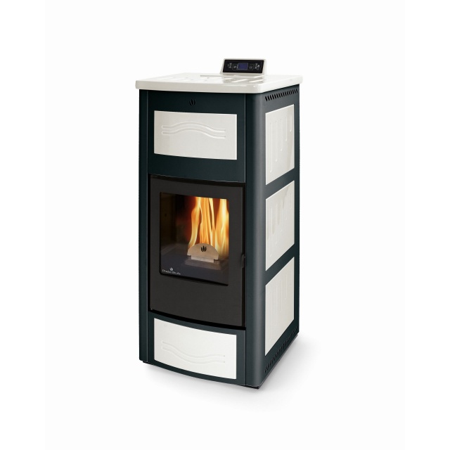 Termosoba pe peleti PHEBO Andromeda 18, putere termică 18.2 kW, culoare negru-alb