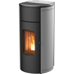 Soba pe peleti RED HEATING Kunal, putere termică 6.3 kW, culoare gri metalic