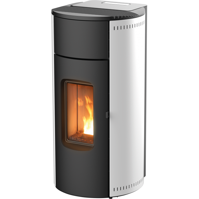Soba pe peleti RED HEATING Kunal XUP, putere termică 6.3 kW, culoare alb metalic