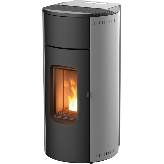 Soba pe peleti RED HEATING Kunal XUP!, putere termică 8.20 kW, culoare gri metalic