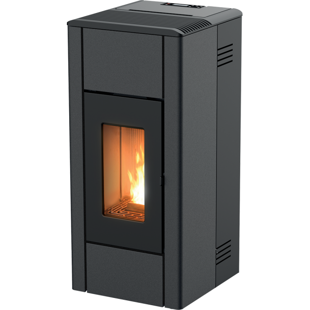 Soba pe peleti RED HEATING Ren, putere termică 6.30 kW, culoare negru metalic
