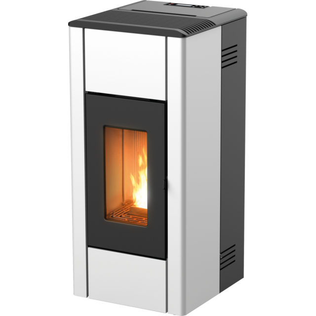 Soba pe peleti RED HEATING Ren XUP!, putere termică 8.20 kW, culoare alb metalic
