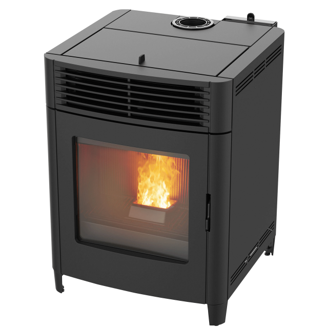 Soba pe peleti RED HEATING EDEL XUP!, putere termică 8.0 kW, culoare negru