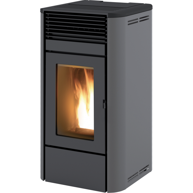 Soba pe peleti RED HEATING Camelia, putere termică 8.0 kW, culoare gri metalic