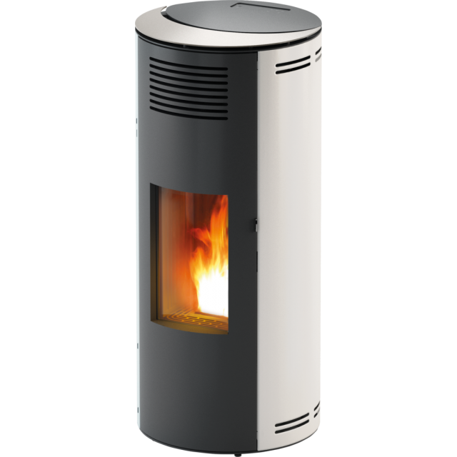 Soba pe peleti RED HEATING Minta, putere termică 8.10 kW, culoare alb metalic