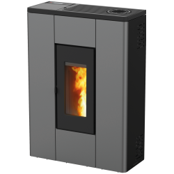 Soba pe peleti RED HEATING Melissa , putere termică 7.10 kW, culoare gri metalic