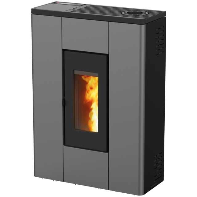 Soba pe peleti RED HEATING Melissa , putere termică 7.10 kW, culoare gri metalic