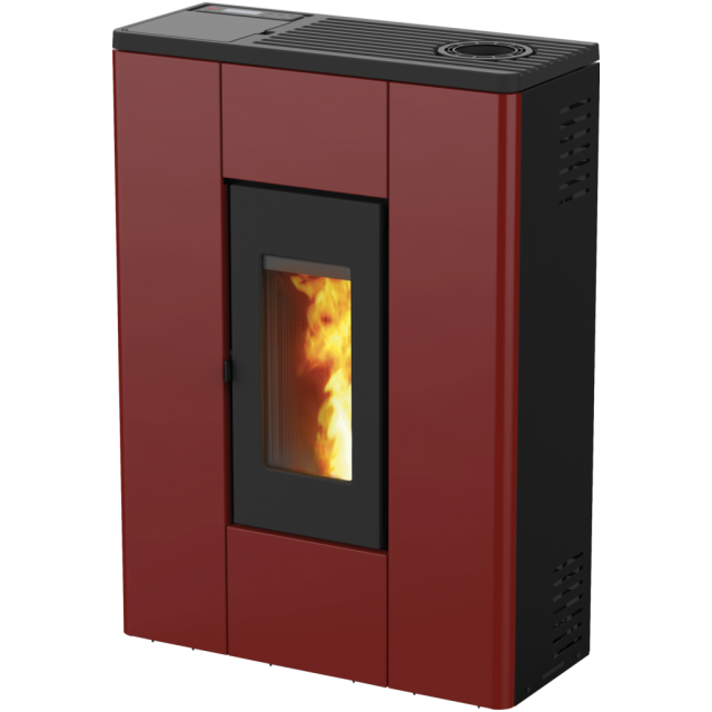 Soba pe peleti RED HEATING Melissa , putere termică 7.10 kW, culoare rosu metalic