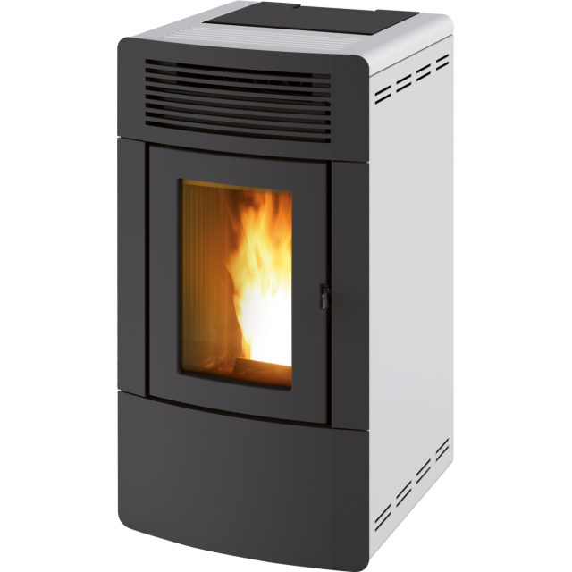 Soba pe peleti RED HEATING Malva, putere termică 10.00 kW, culoare alb metalic