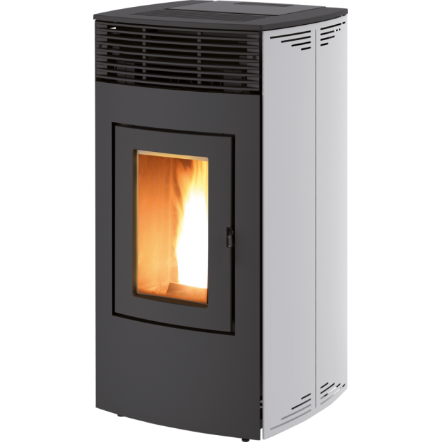 Soba pe peleti RED HEATING Loto, putere termică 13,80 kW, culoare alb metalic