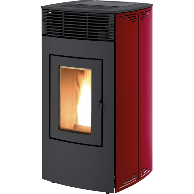 Soba pe peleti RED HEATING Loto, putere termică 16,20 kW, culoare rosu metalic