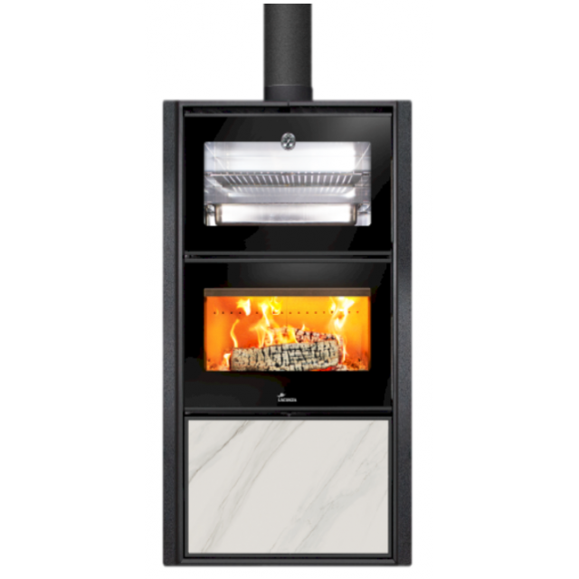 Soba pe lemne LACUNZA BERGEN, putere nominala 11.5 kW, dimensiuni 797 x 1312 x 432 mm, culoare alb