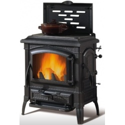 Soba din fonta pe lemne NORDICA ISETTA CON CERCHI EVO 4.0, putere 7.3 kW-N, culoare neagru antracit