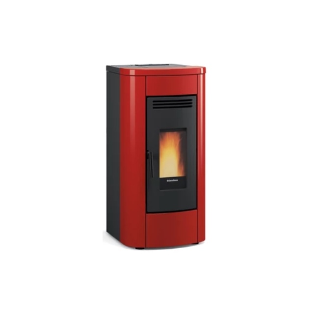 Soba pe peleti cu sistem de conducte NORDICA KLAUDIA PLUS, putere 8,0 kW-N, culoare bordeaux