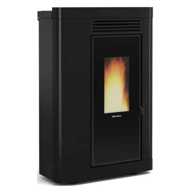 Soba pe peleti cu sistem de conducte NORDICA ANNABELLA AD EVO, putere 9,0 kW-N, culoare neagra