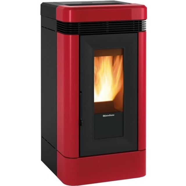 Sobă etanșă pe peleți cu sistem de conducte NORDICA LUCIA PLUS, putere 12,0 kW-N, culoare bordeaux