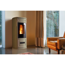 Soba pe peleți PIAZZETTA P230C TOPB, suprafata si baza din majolica, clasa energetica A+ si putere nominala 4,1 - 11 kW