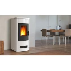 Soba pe peleți PIAZZETTA P121T, din oțel și blat din majolica, clasa energetica A+ si putere nominala 3,9 - 11 kW