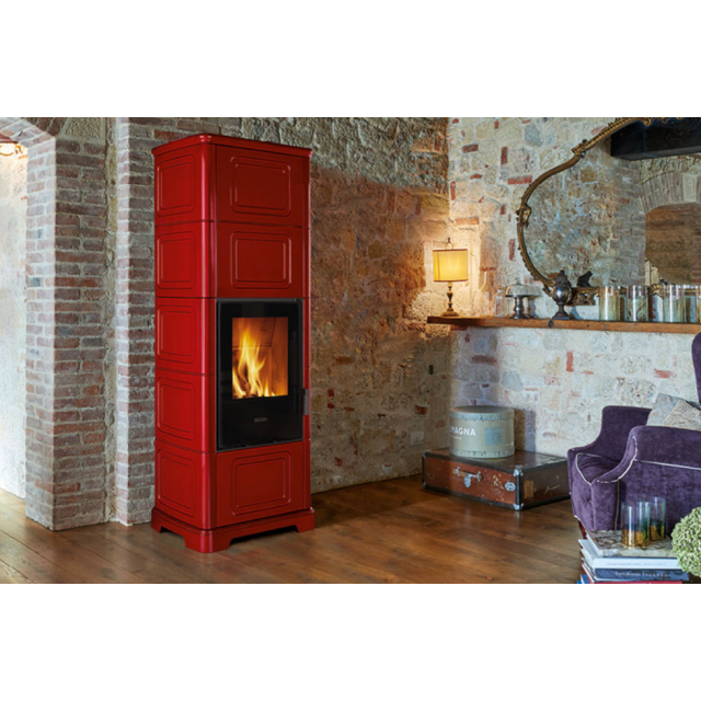 Soba pe lemne PIAZZETTA E928CM, placare din majolică, clasa energetica A+ si putere nominala 5,5 - 11 kW