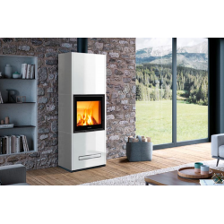 Soba pe lemne PIAZZETTA DAVOS1, placare cu majolică, clasa energetica A si putere nominala 11 kW